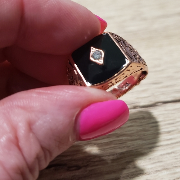 Men's 14k Rose Gold Plated White Sapphire ring - Picture 6 of 15